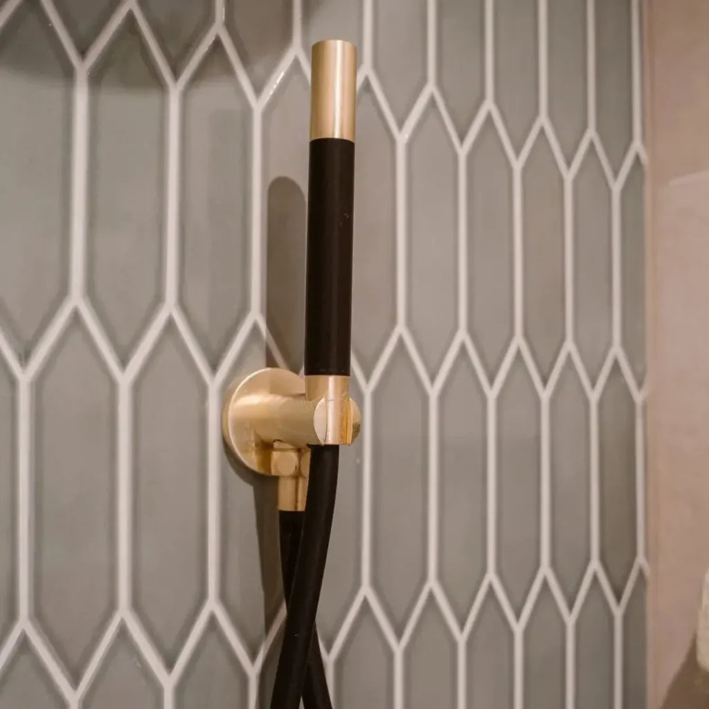 The Mosaic Factory Paris Mozaiek Tegel Picket- Groen Grijs Porselein Geglazuurd 258x313 mm, douchekop