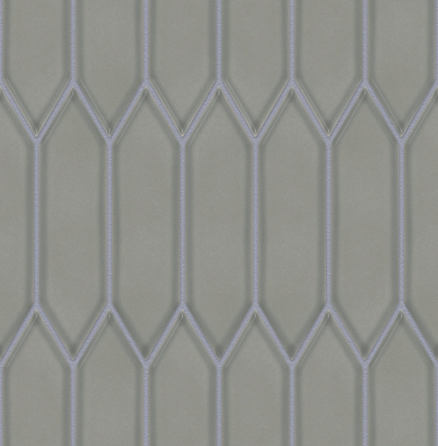 The Mosaic Factory Paris Mozaiek Tegel Picket- Groen Grijs Porselein Geglazuurd 258x313 mm, voeg artic grey