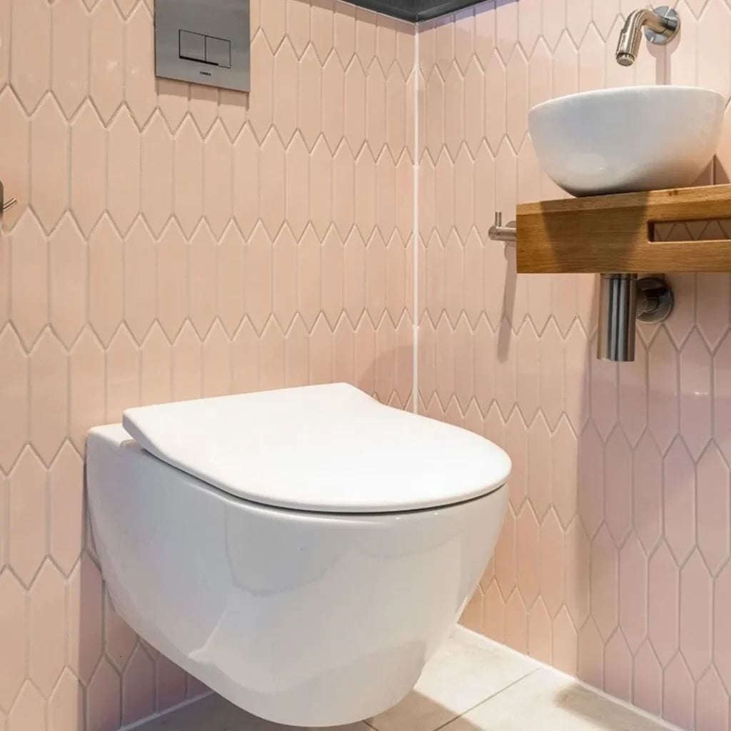 The Mosaic Factory Paris Mozaiek Tegel Picket- Roze Porselein Geglazuurd 255x315 mm, wc