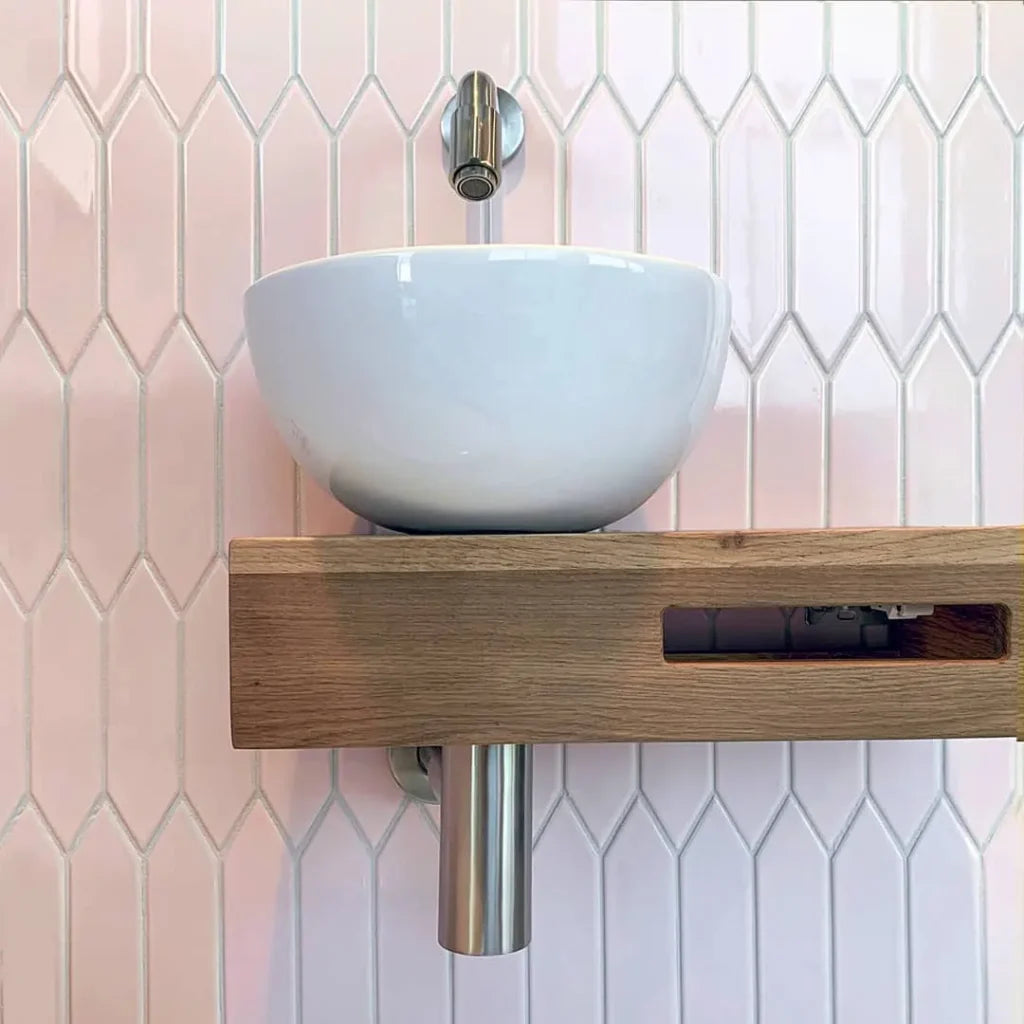 The Mosaic Factory Paris Mozaiek Tegel Picket- Roze Porselein Geglazuurd 255x315 mm, wasbak