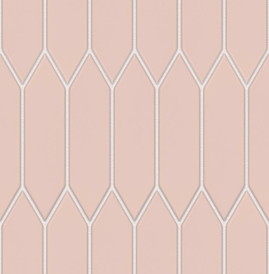 The Mosaic Factory Paris Mozaiek Tegel Picket- Roze Porselein Geglazuurd 255x315 mm, voeg white
