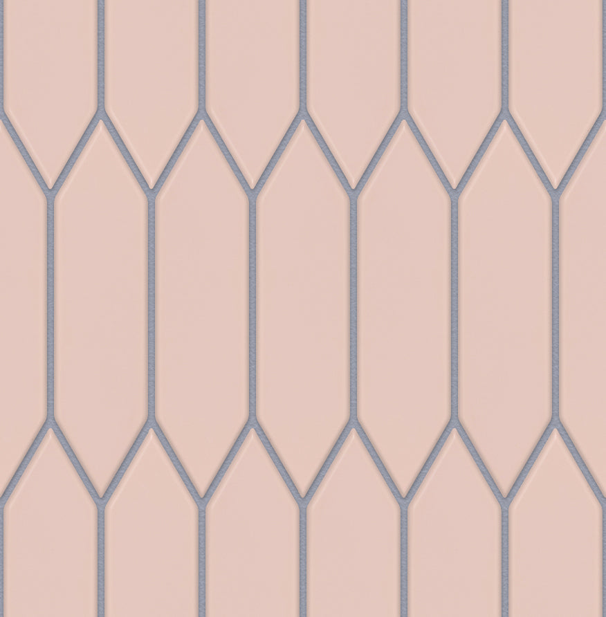 The Mosaic Factory Paris Mozaiek Tegel Picket- Roze Porselein Geglazuurd 255x315 mm, voeg artic grey