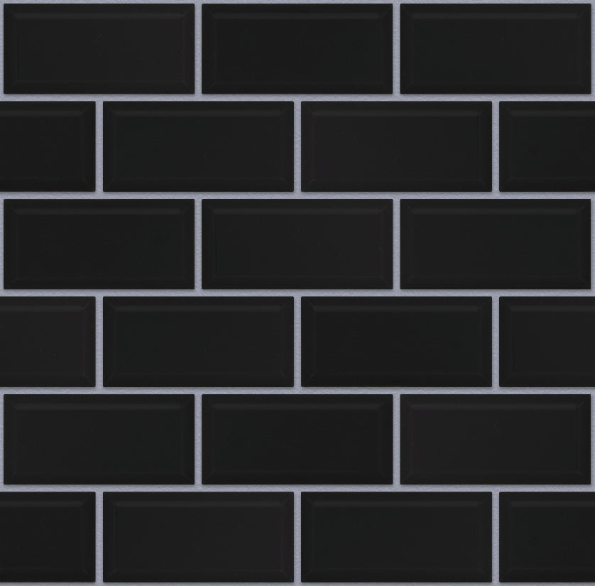 The Mosaic Factory Paris Mozaiek Tegel Rechthoek- Zwart Porselein Geglazuurd 288x294 mm, voeg artic grey