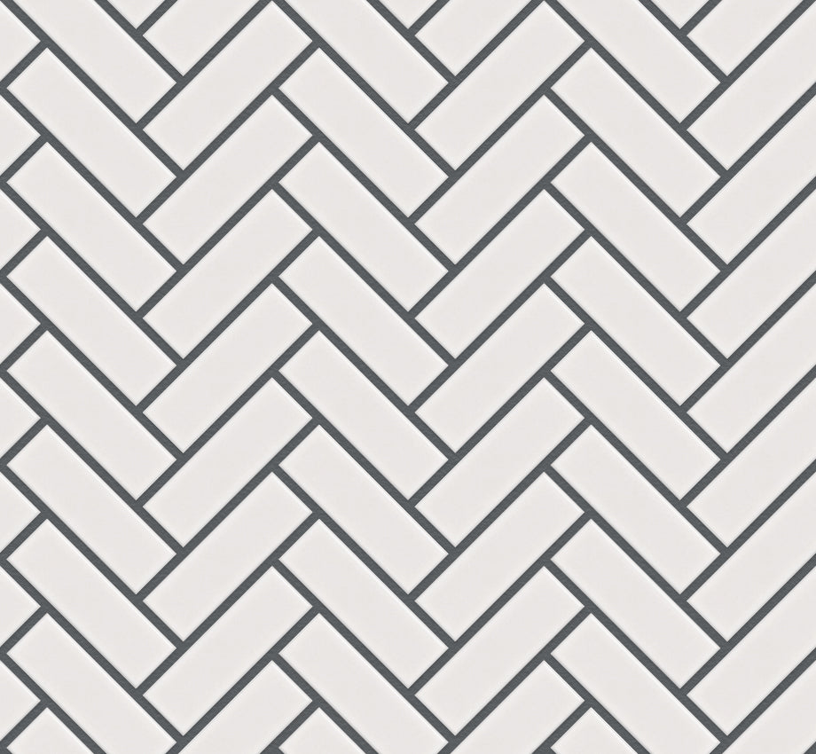 The Mosaic Factory Paris Mozaiek Tegel Visgraat - Extra Wit Porselein Geglazuurd 247x318 mm, voeg antracite