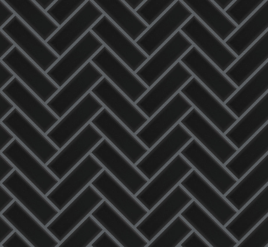 The Mosaic Factory Paris Mozaiek Tegel Visgraat - Extra Zwart Porselein Geglazuurd 247x318 mm, voeg antracite