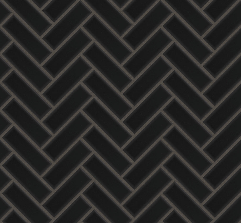 The Mosaic Factory Paris Mozaiek Tegel Visgraat - Extra Zwart Porselein Geglazuurd 247x318 mm, voeg black