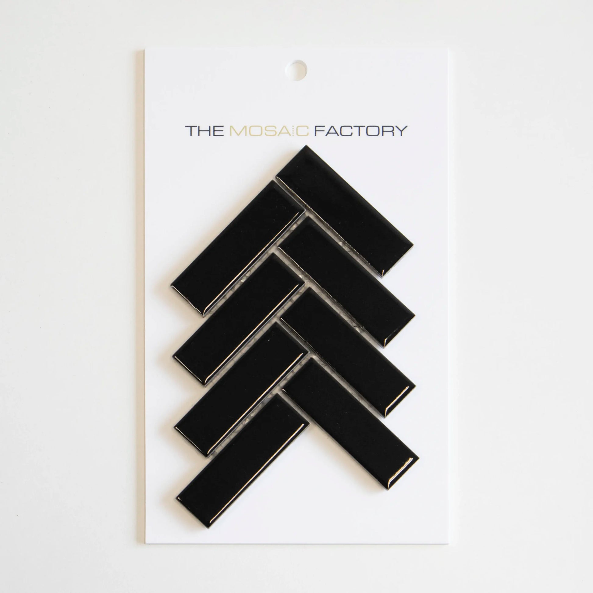 The Mosaic Factory Paris Mozaiek Tegel Visgraat - Zwart Porselein Geglazuurd 247x318 mm - Mozaiektegel.com