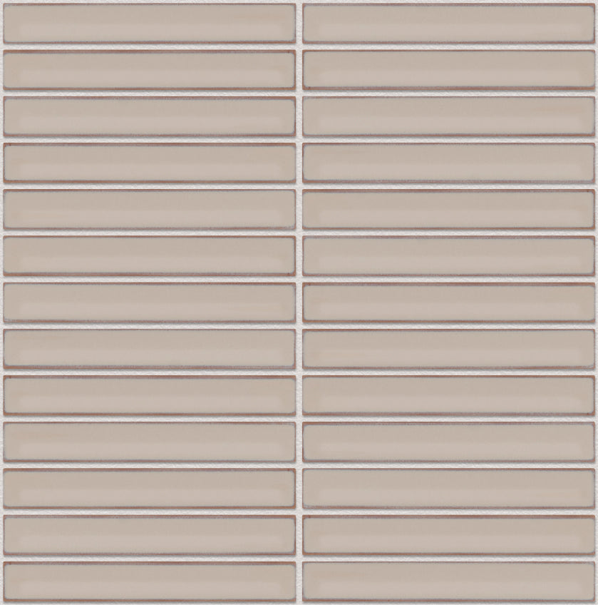 The Mosaic Factory Sevilla Mozaïek Tegel Kitkat Vinger - Café Latte Porselein Geglazuurd 296x299 mm, voeg silver grey