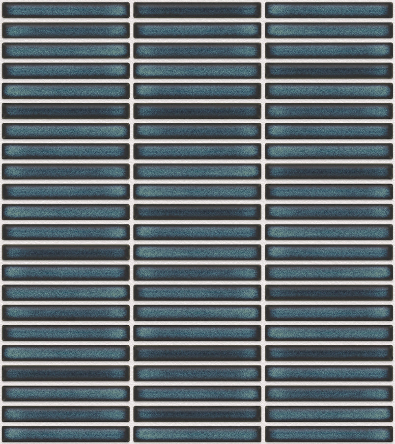 The Mosaic Factory Sevilla Mozaïek Tegel Mini Kitkat Vinger - Gespikkeld Azuur blauw Porselein Geglazuurd 282x308 mm, voeg white