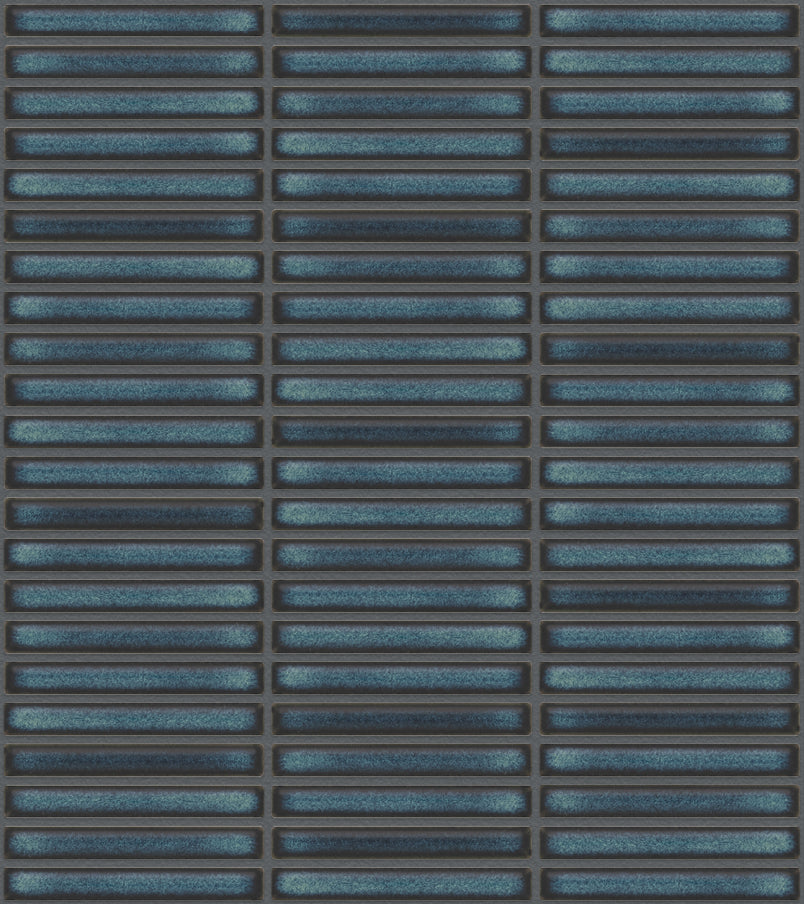 The Mosaic Factory Sevilla Mozaïek Tegel Mini Kitkat Vinger - Gespikkeld Azuur blauw Porselein Geglazuurd 282x308 mm, voeg antracite