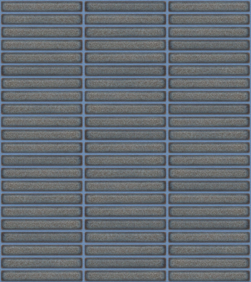 The Mosaic Factory Sevilla Mozaïek Tegel Mini Kitkat Vinger - Gespikkeld Grijs blauw Porselein Geglazuurd 282x308 mm, voeg cerulean