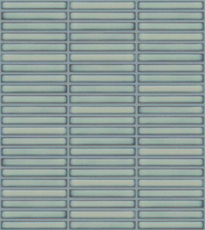 The Mosaic Factory Sevilla Mozaïek Tegel Mini Kitkat Vinger - Gespikkeld Lichtgroen Porselein Geglazuurd 282x308 mm, voeg green grey