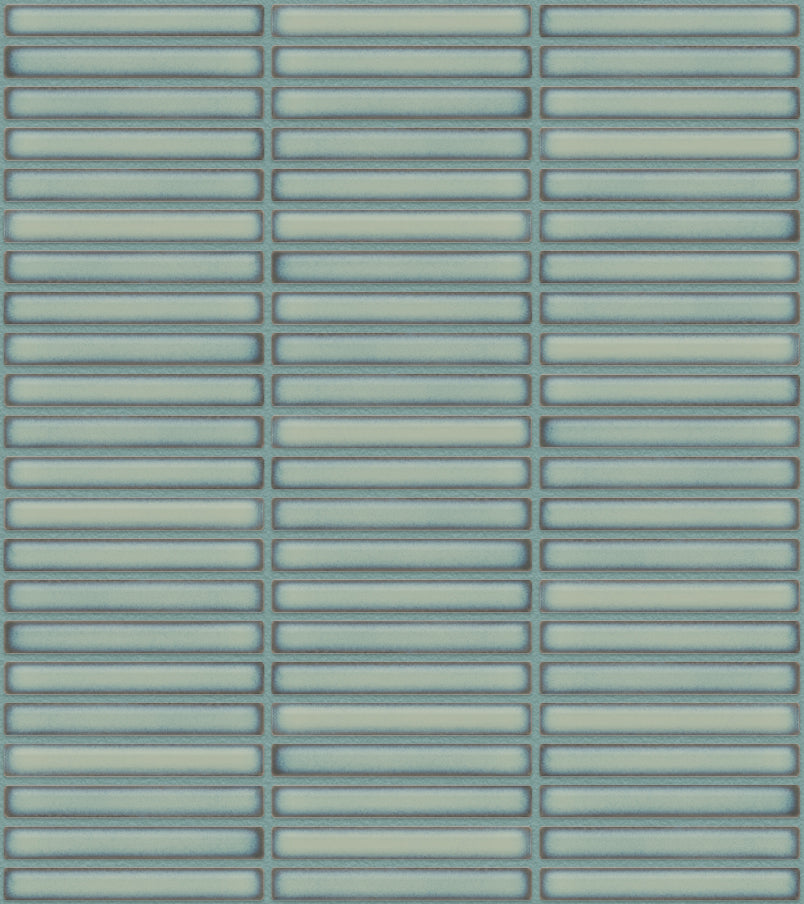 The Mosaic Factory Sevilla Mozaïek Tegel Mini Kitkat Vinger - Gespikkeld Lichtgroen Porselein Geglazuurd 282x308 mm, voeg sage