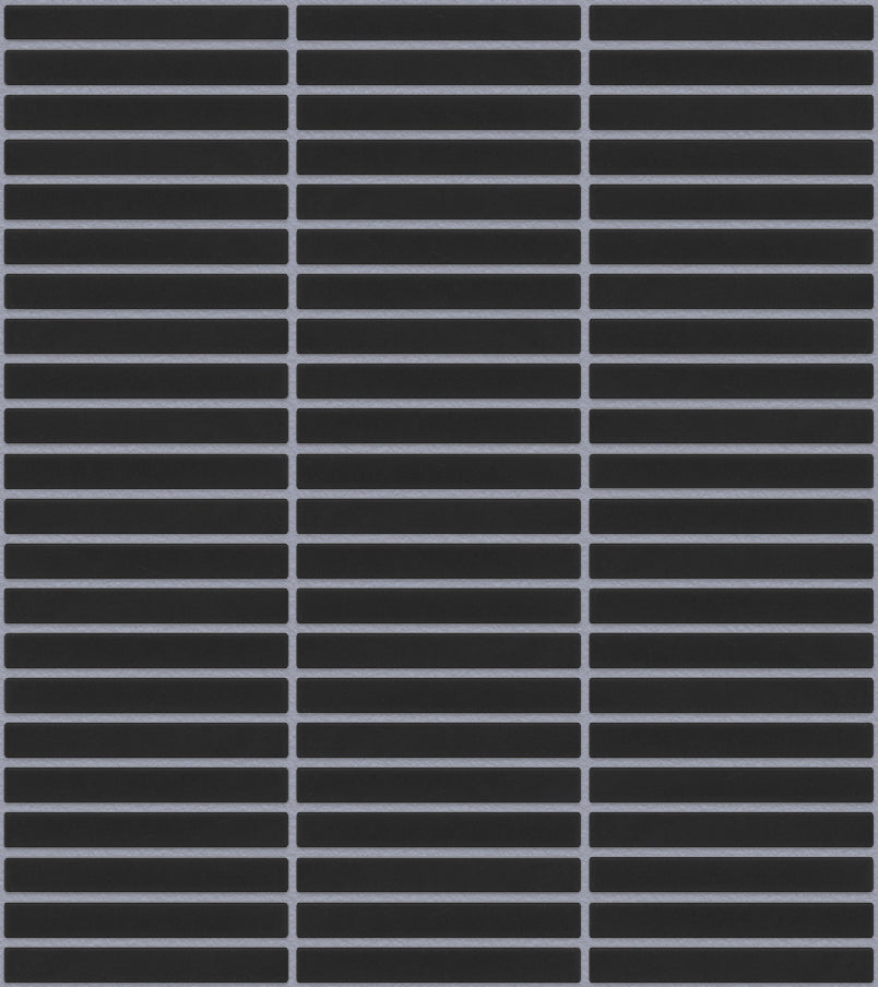 The Mosaic Factory Sevilla Mozaïek Tegel Mini Kitkat Vinger - Mat Zwart Porselein Geglazuurd 282x308 mm, voeg artic grey