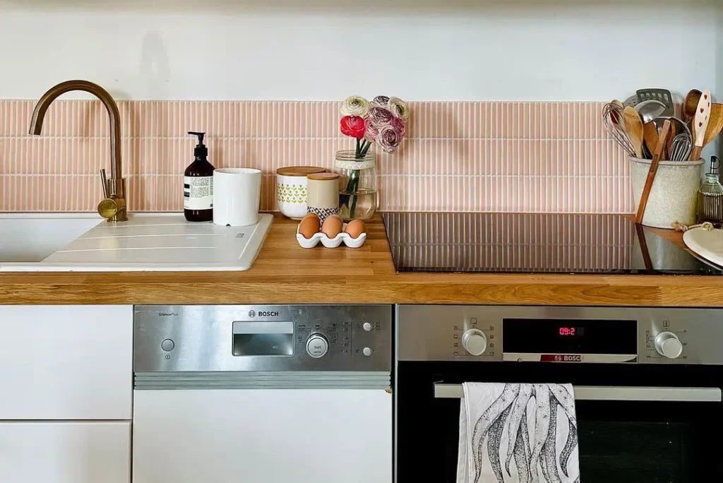 The Mosaic Factory Sevilla Mozaïek Tegel Mini Kitkat Vinger - Roze Porselein Geglazuurd 282x308 mm, keuken