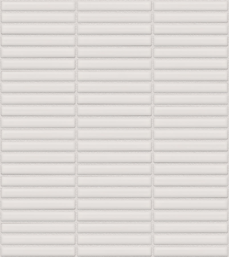 The Mosaic Factory Sevilla Mozaïek Tegel Mini Kitkat Vinger - Wit Porselein Geglazuurd 282x308 mm, voeg silver grey