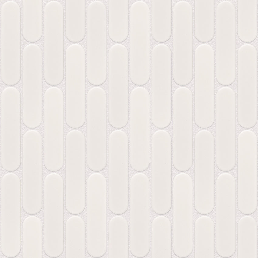 The Mosaic Factory Sevilla Mozaïek Tegel Ovaal Vinger - Mat Wit Porselein Geglazuurd 300x300 mm, voeg white