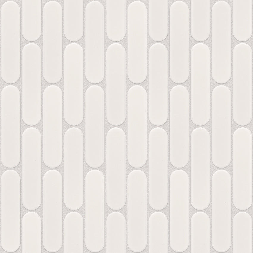 The Mosaic Factory Sevilla Mozaïek Tegel Ovaal Vinger - Mat Wit Porselein Geglazuurd 300x300 mm, silver grey