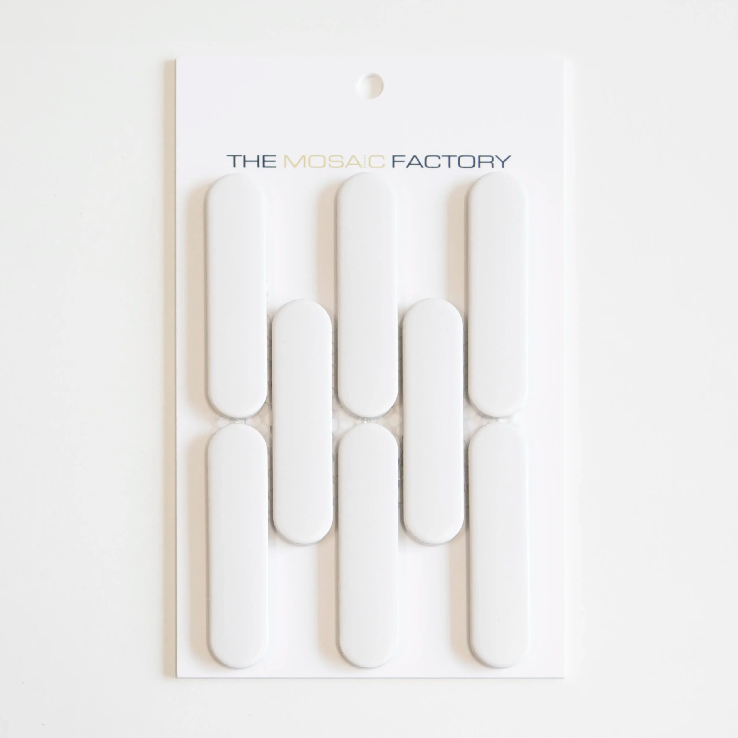 The Mosaic Factory Sevilla Mozaïek Tegel Ovaal Vinger - Mat Wit Porselein Geglazuurd 300x300 mm - Mozaiektegel.com