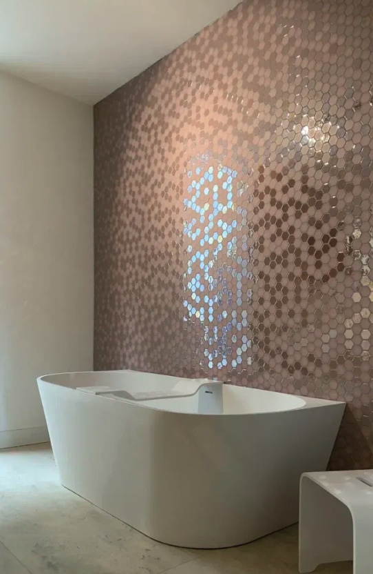 The Mosaic Factory Valencia Mozaiek Tegel Hexagon- Roze Glas Recycled 278x325 mm - Mozaiektegel.com