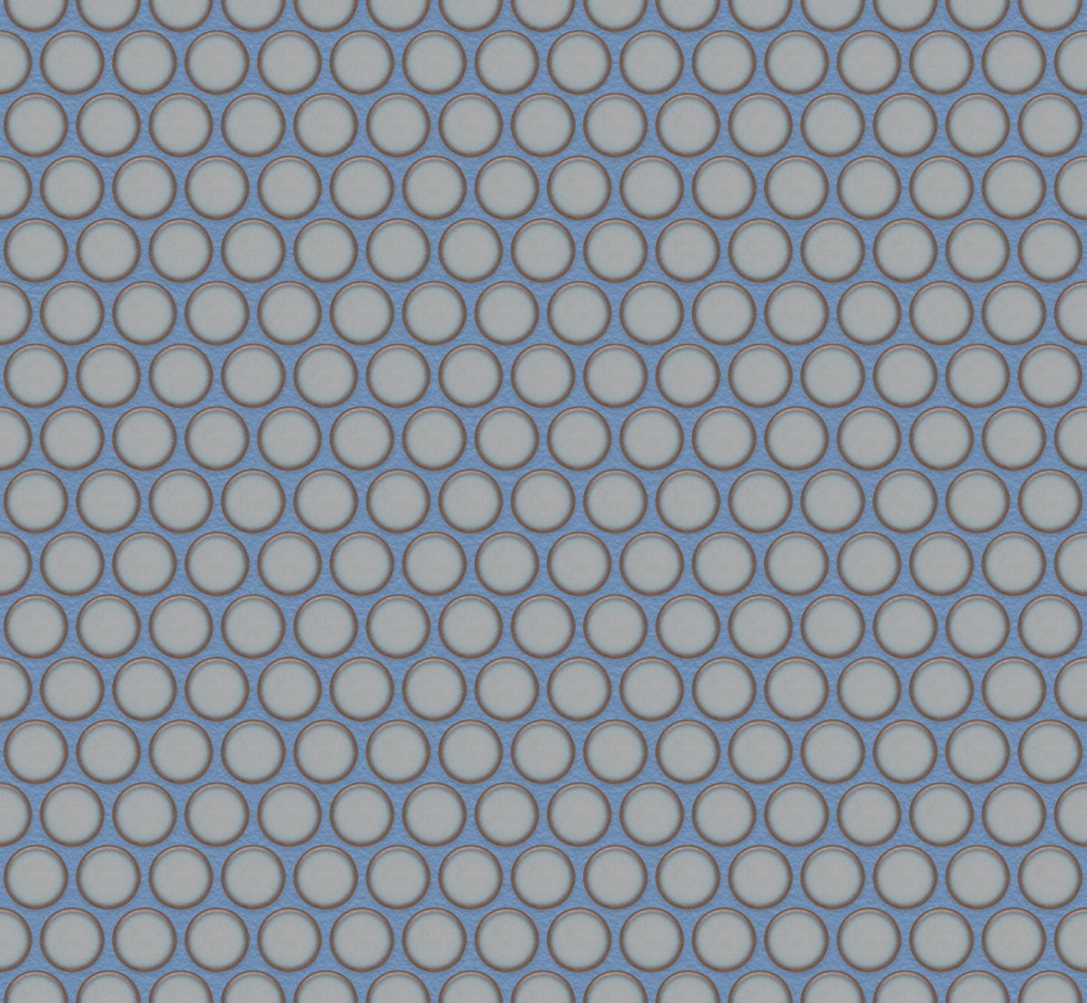 The Mosaic Factory Venice Pennyround Mozaiek Tegel Rond - Blauw Grijs met rand Porselein Geglazuurd 315x294 mm, voeg cerulean