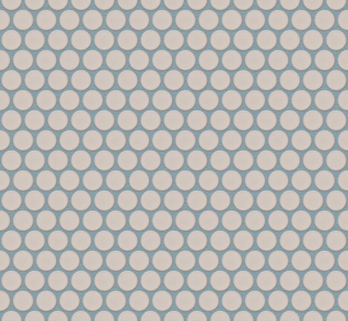 The Mosaic Factory Venice Pennyround Mozaiek Tegel Rond - Extra Wit Porselein Geglazuurd 315x294 mm, voeg green grey m