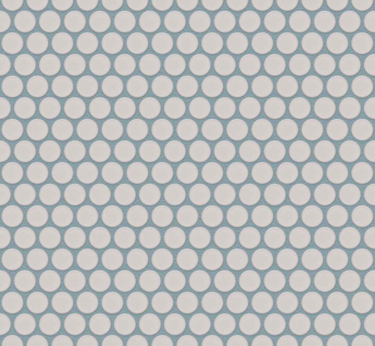 The Mosaic Factory Venice Pennyround Mozaiek Tegel Rond - Extra Wit Porselein Geglazuurd 315x294 mm, voeg green grey