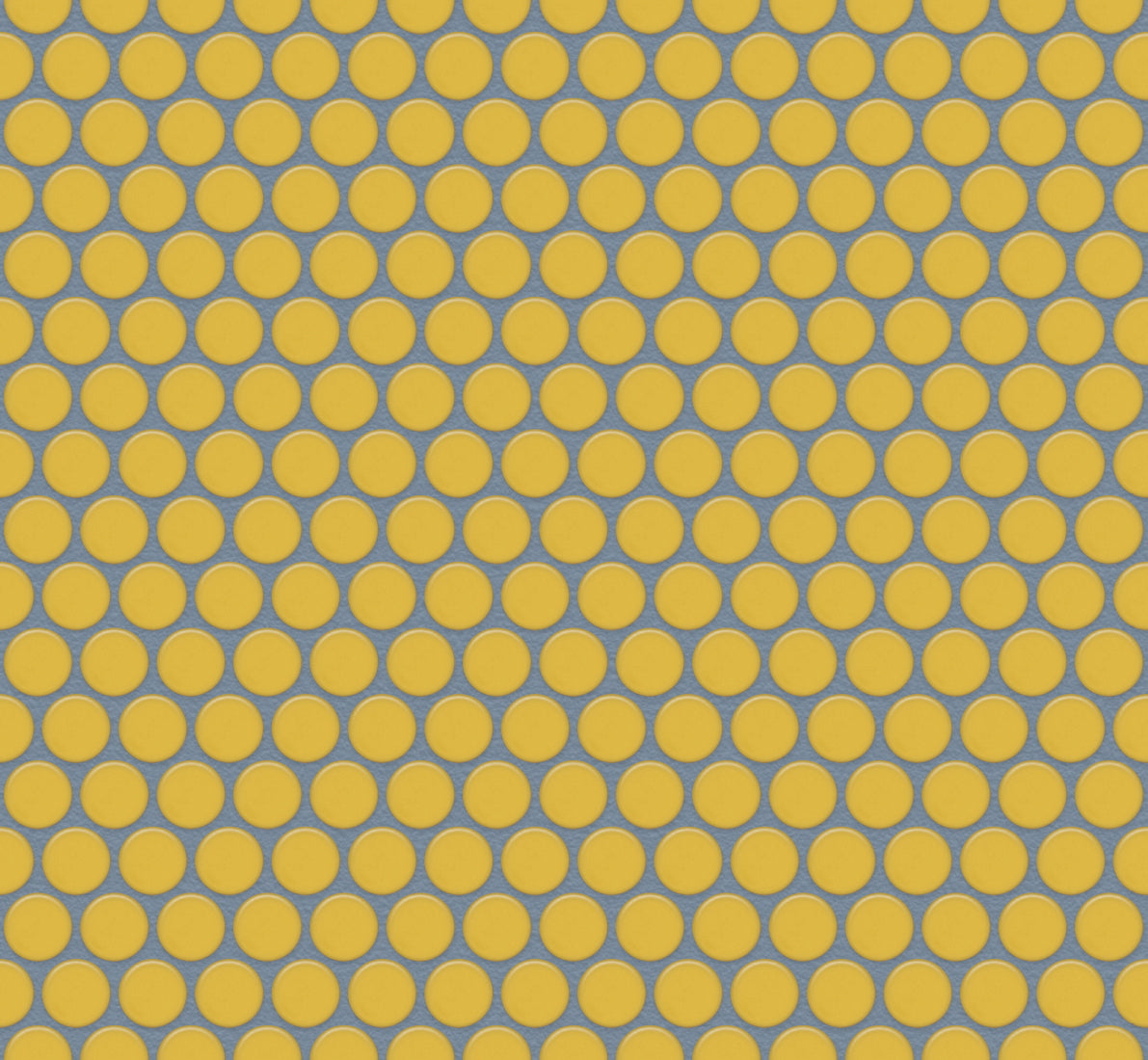 The Mosaic Factory Venice Pennyround Mozaiek Tegel Rond - Geel Porselein Geglazuurd 315x294 mm, voeg castle grey