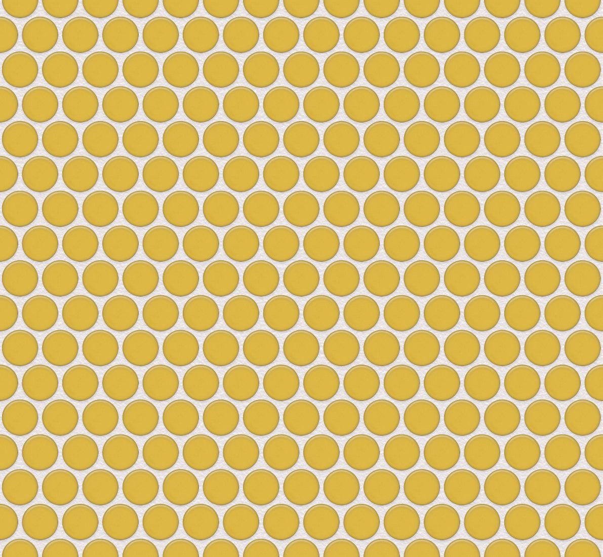 The Mosaic Factory Venice Pennyround Mozaiek Tegel Rond - Geel Porselein Geglazuurd 315x294 mm, voeg white