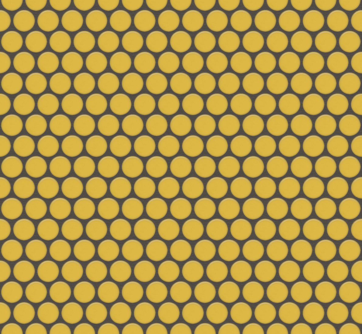 The Mosaic Factory Venice Pennyround Mozaiek Tegel Rond - Geel Porselein Geglazuurd 315x294 mm, voeg black