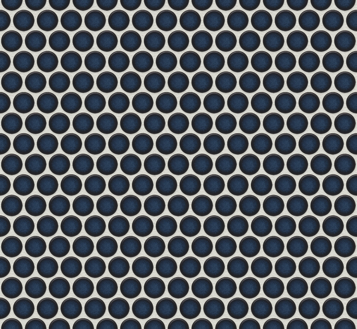 The Mosaic Factory Venice Pennyround Mozaiek Tegel Rond - Kobalt Blauw Porselein Geglazuurd 315x294 mm, voeg moon white