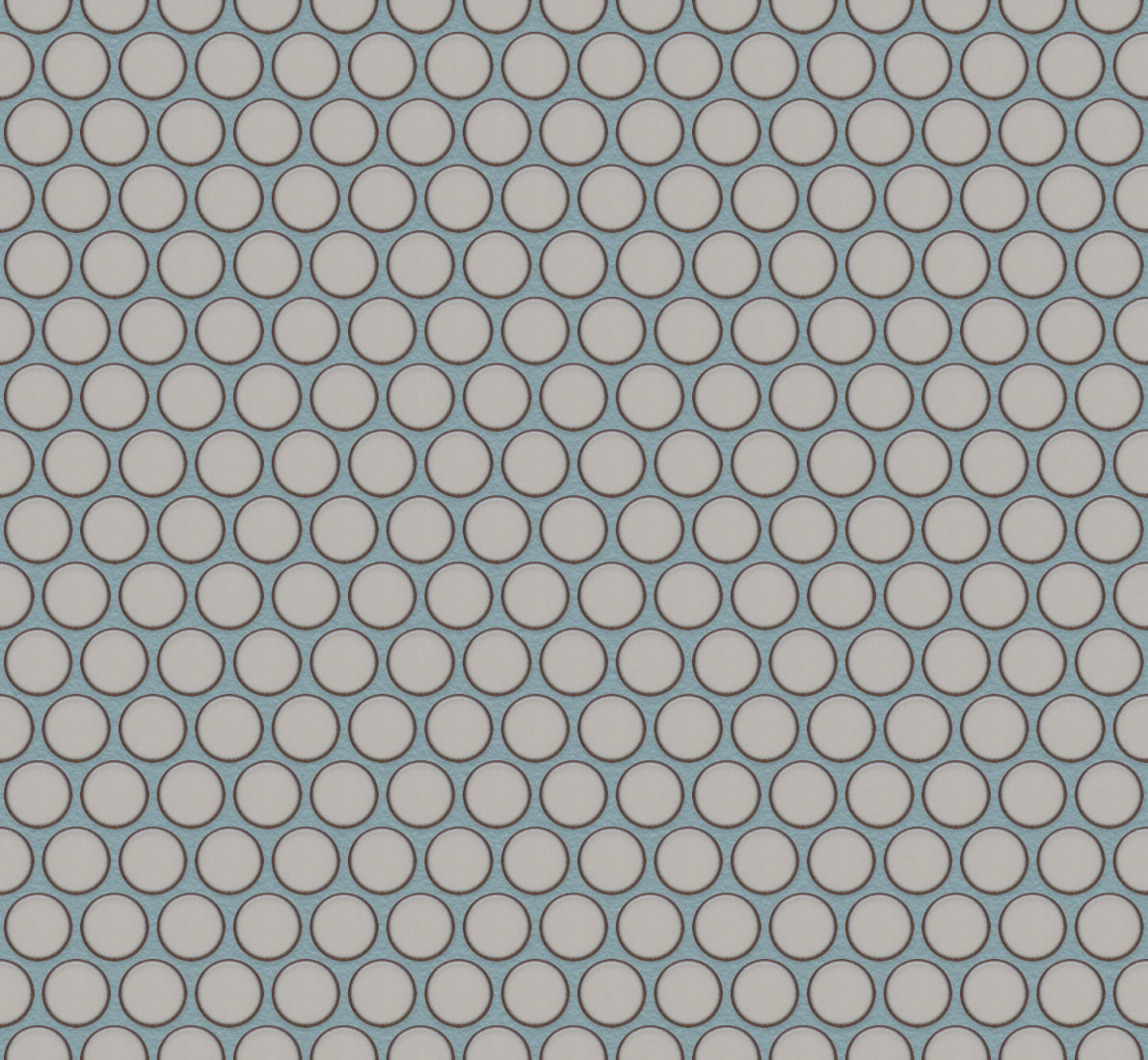 The Mosaic Factory Venice Pennyround Mozaiek Tegel Rond - Licht grijs met rand Porselein Geglazuurd 315x294 mm, voeg green grey