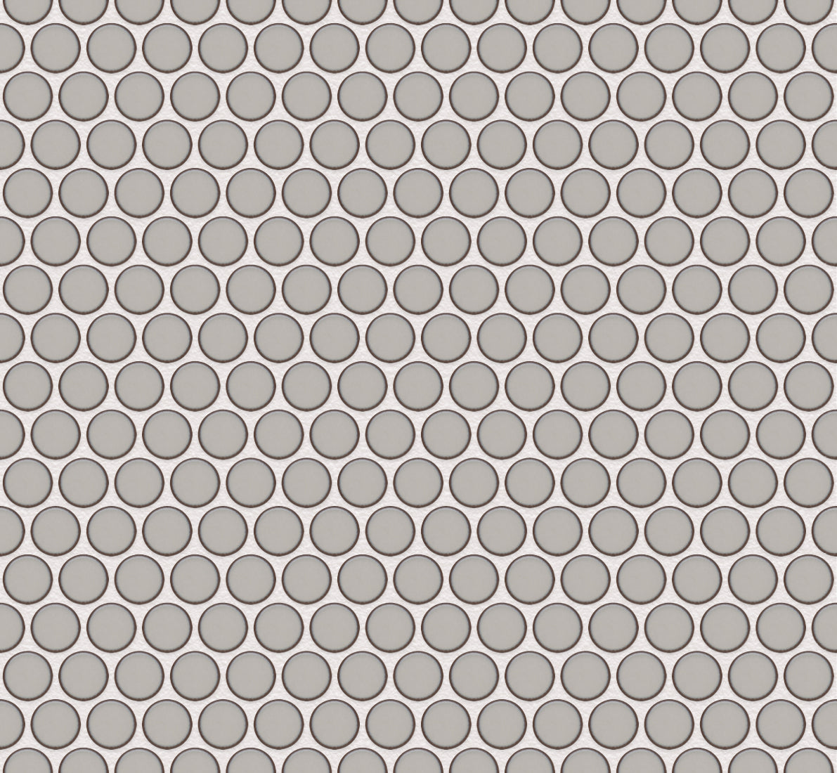 The Mosaic Factory Venice Pennyround Mozaiek Tegel Rond - Licht grijs met rand Porselein Geglazuurd 315x294 mm, voeg white