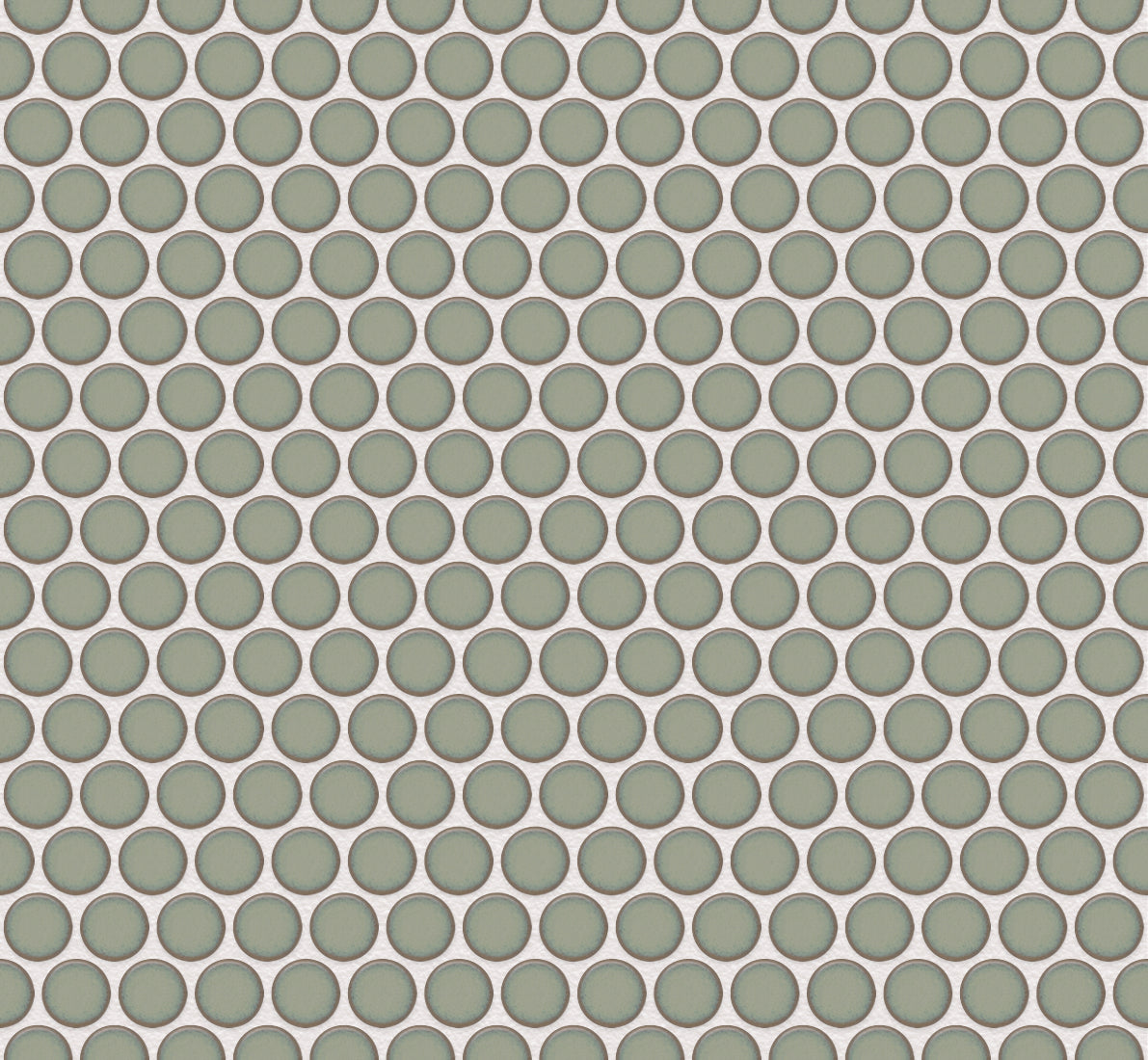 The Mosaic Factory Venice Pennyround Mozaiek Tegel Rond - Licht Groen Porselein Geglazuurd 315x294 mm, voeg white