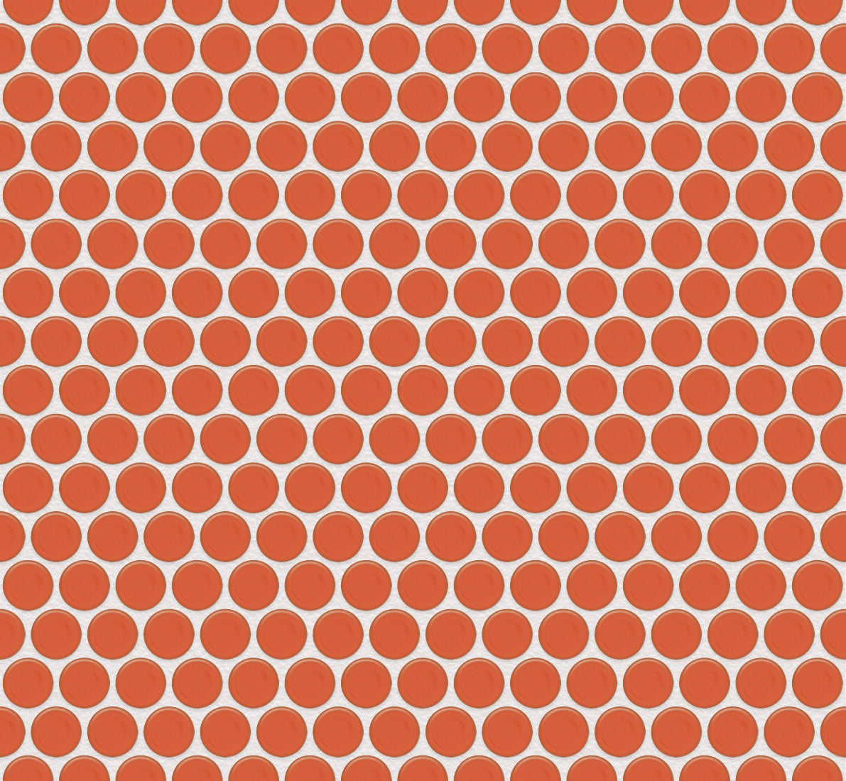 The Mosaic Factory Venice Pennyround Mozaiek Tegel Rond - Oranje Porselein Geglazuurd 315x294 mm, voeg white