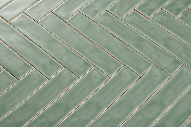 Dateg Wandtegel Handvorm Appelgroen 5x25 - Mozaiektegel.com