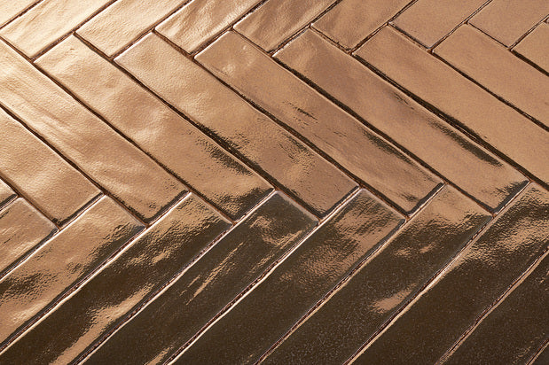 Dateg Wandtegel Handvorm Goud 5x25 - Mozaiektegel.com