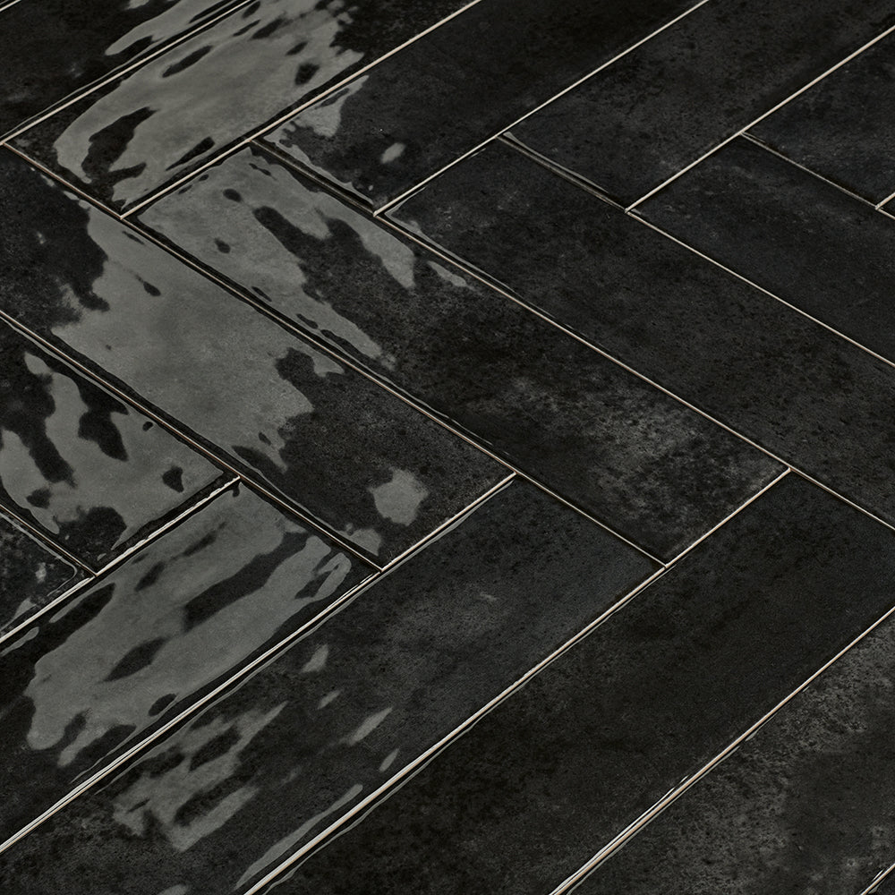 Dateg Wandtegel Nissel Zwart 7,5x30 Inhoud doos 0,5m2 - Mozaiektegel.com