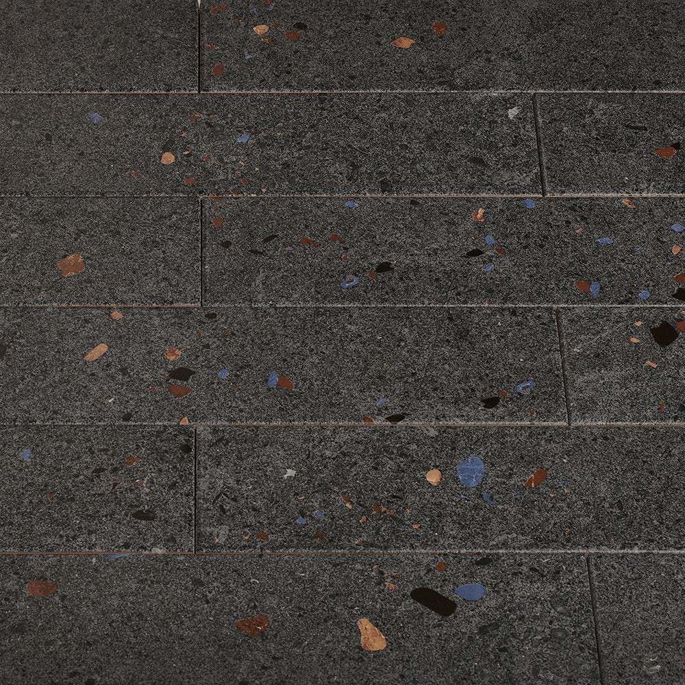 Dateg Wandtegel Terrazzo Mat Antraciet 7,5x30 Inhoud doos 0,5m2 - Mozaiektegel.com