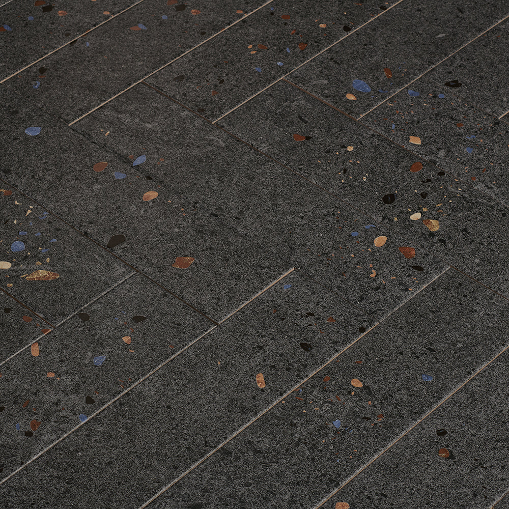 Dateg Wandtegel Terrazzo Mat Antraciet 7,5x30 Inhoud doos 0,5m2 - Mozaiektegel.com