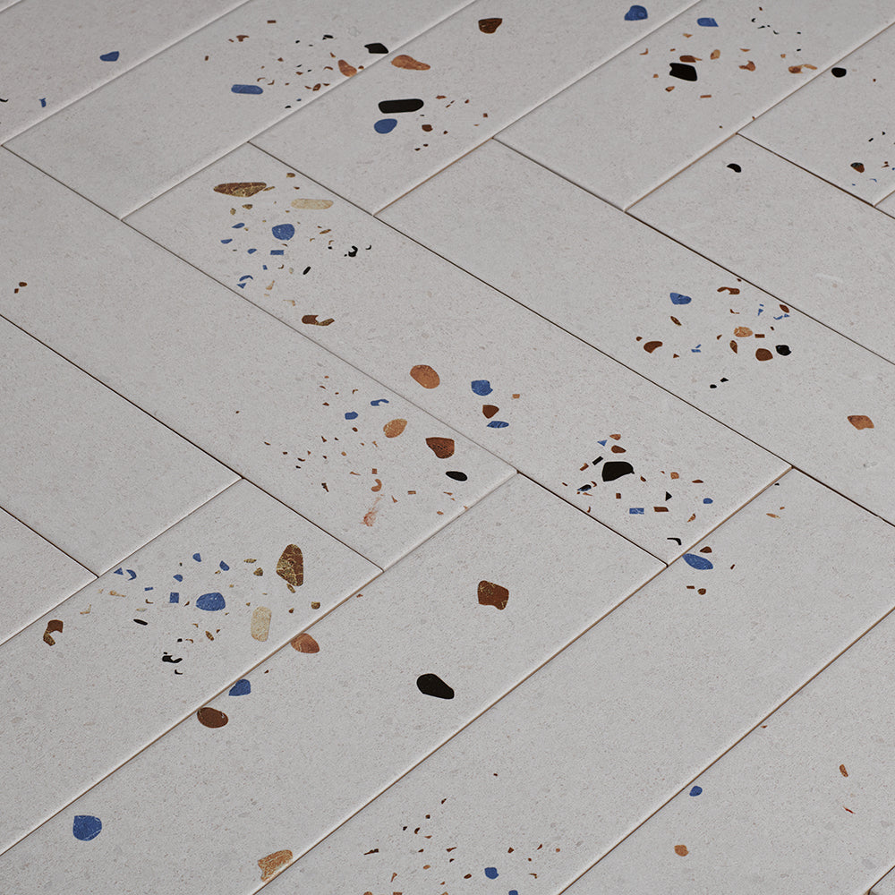 Dateg Wandtegel Terrazzo Mat Ivoor 7,5x30 Inhoud doos 0,5m2 - Mozaiektegel.com