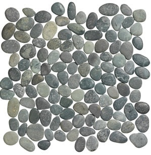 Stone Line Pebbles Mozaiek Tegel Kiezel - Zwart / Antracite Kiezels Ongeglazuurd 300x300mm