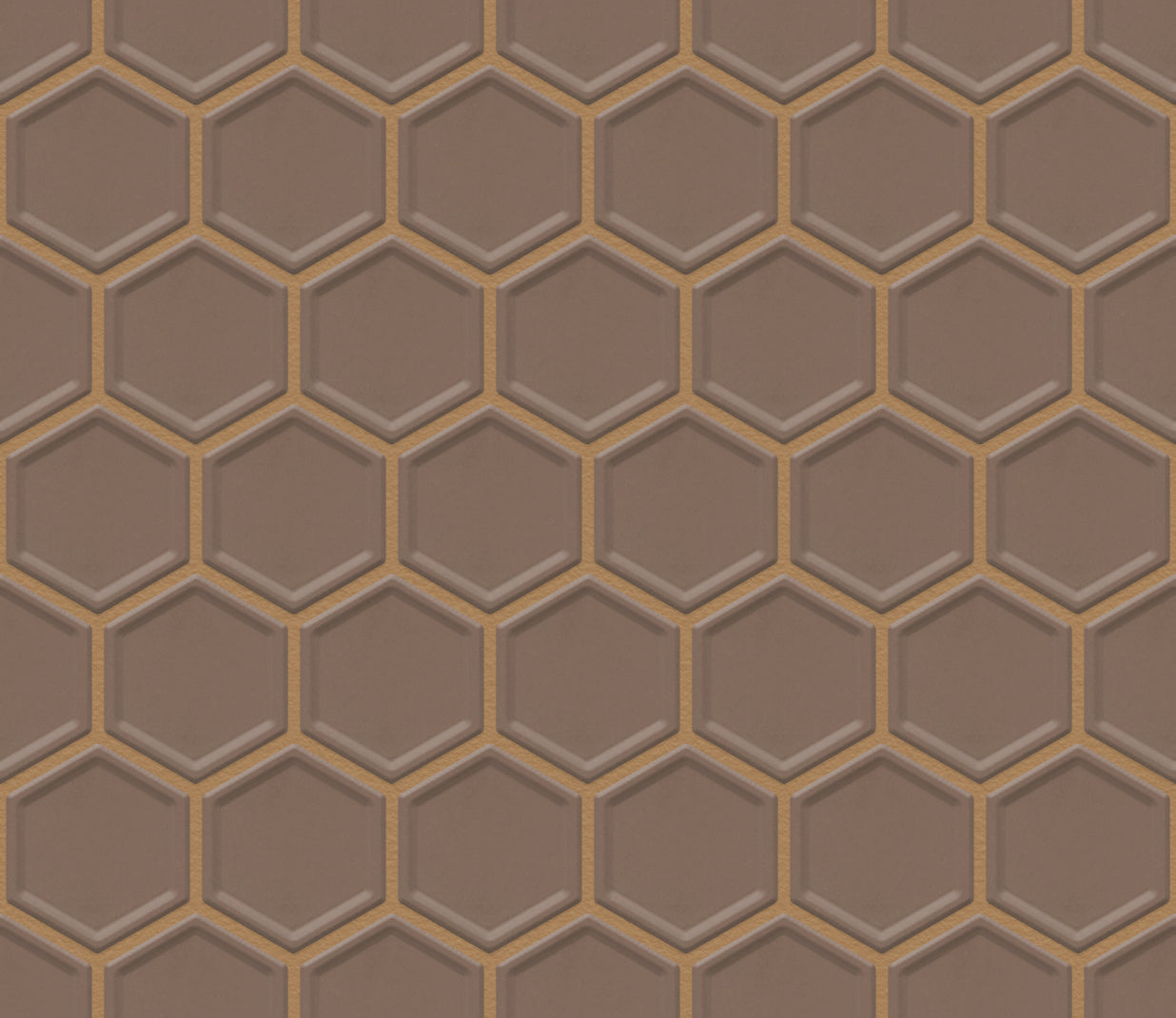 The Mosaic Factory Barcelona Mozaiek Tegel Hexagon- Brons Porselein Geglazuurd 281x325 mm, voeg golden dust