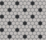 The Mosaic Factory London Mozaiek Tegel Hexagon - Wit/Zwart Porselein Ongeglazuurd, 18 black dots 260x300 mm, voeg antracite