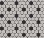 The Mosaic Factory London Mozaiek Tegel Hexagon - Wit/Zwart Porselein Ongeglazuurd, 18 black dots 260x300 mm, voeg black