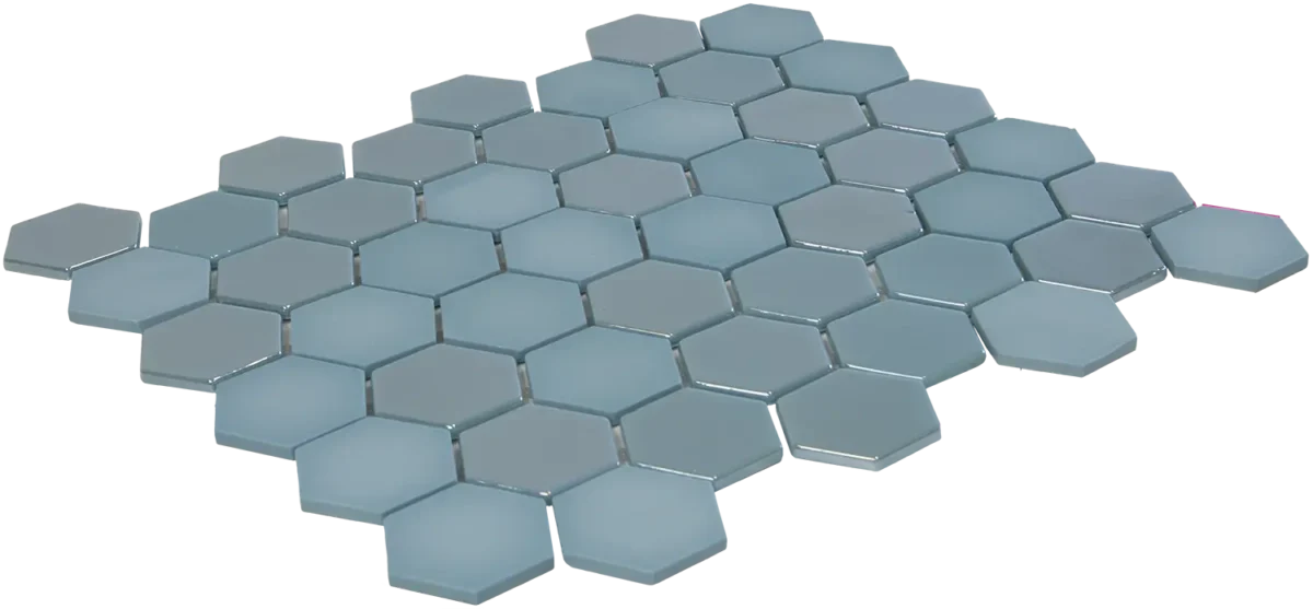 The Mosaic Factory Valencia Mozaiek Tegel Hexagon- Turquoise Glas Recycled 278x325 mm