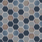 The Mosaic Factory Valencia Mozaiek Tegel Hexagon- Blauw Glas Recycled 278x325 mm, voeg white