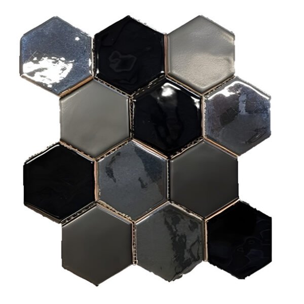 Terre d'Azur Hexagonale Mosaic Black-Metal 28x30 cm