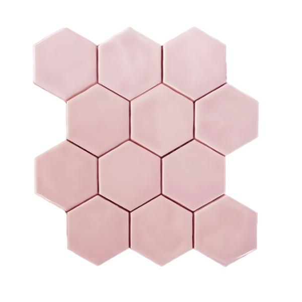 Terre d'Azur Hexagonale Mosaic Pink-Salmon Mix 28x30 cm