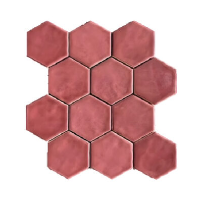 Mosaïque Hexagonale Terre d&#39;Azur Fuchsia Royal 28x30 cm